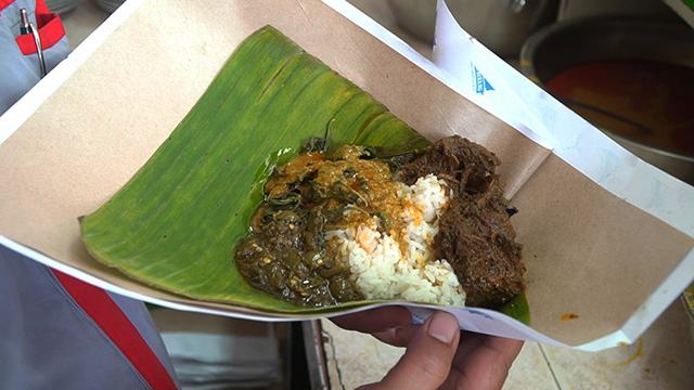 Takeout wrapped in a banana leaf