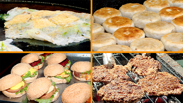 The market is a vegetarian heaven. Here, you can find omelets filled with vegetables and mushrooms, a mushroom-soy meat version of zi pai (super crunchy fried chicken), savory pancakes filled with soy meat, soy meat burgers, and more.