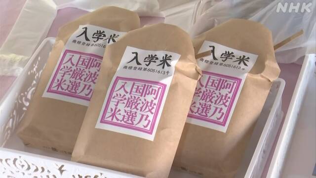 「入学米」として販売されている地元産のお米で、風雨に強く、粘りがある「あきさかり」