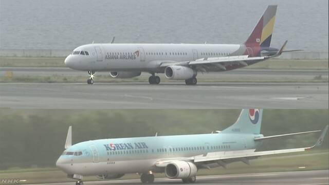 韓国大手航空２社 日本結ぶ直行便運休へ