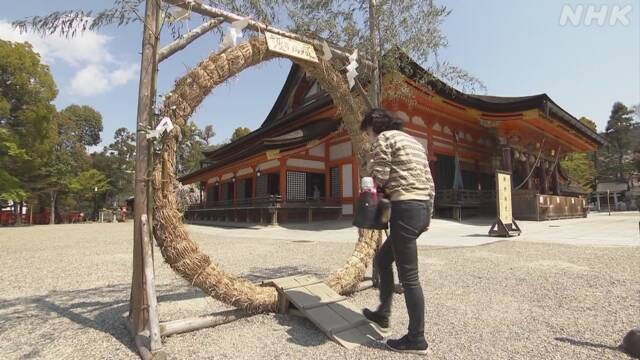疫病の退散願い 境内に「茅の輪」特別に設置 京都 八坂神社