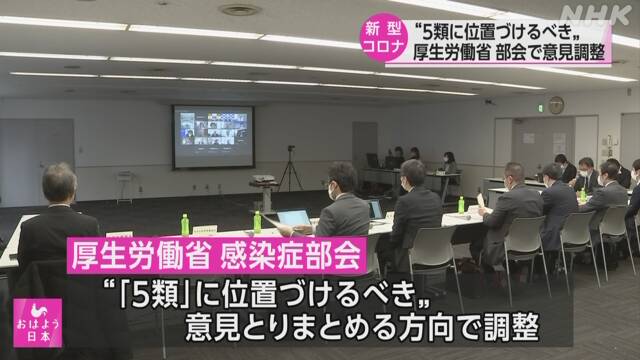厚生労働省 部会 “新型コロナ 5類に位置づけるべき”意見調整 | NHK