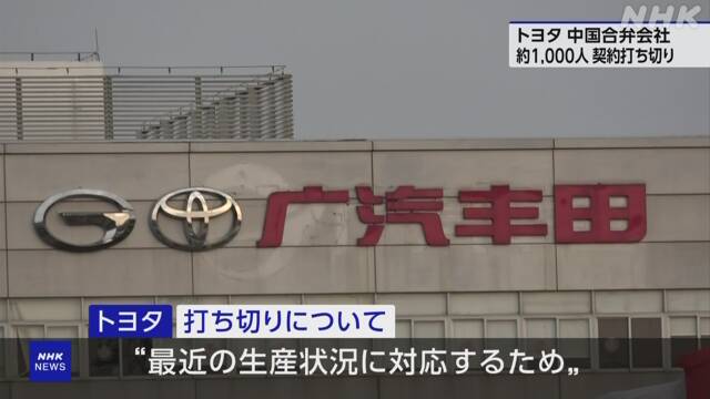 Contract employee at a joint venture factory in Toyota China terminates contract before the end of the period | NHK