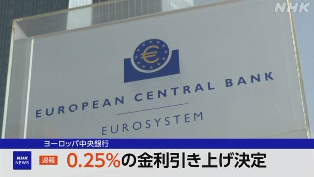 ヨーロッパ中央銀行 0.25％の金利引き上げを決定 - nhk.or.jp