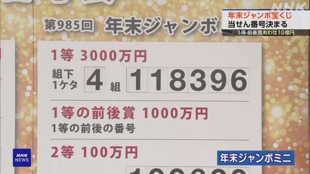 年末ジャンボ宝くじの抽せん会 当せん番号決まる | NHK
