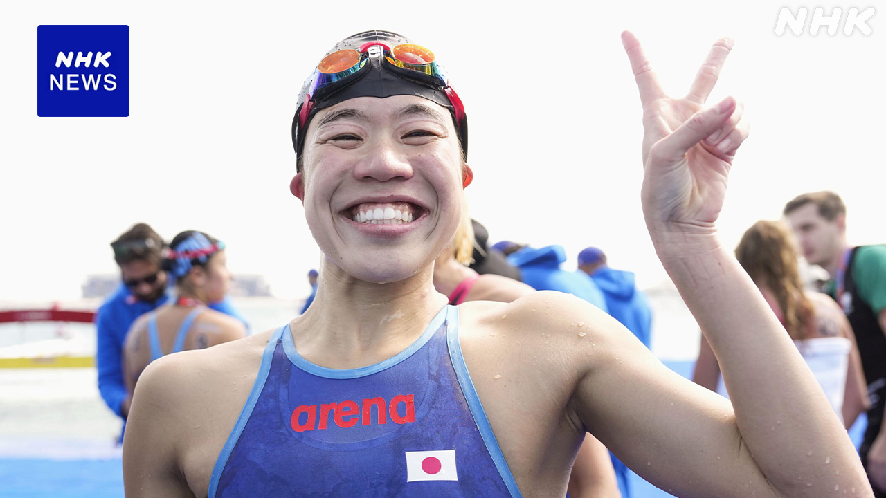 水泳 世界選手権 OWS女子10キロ 22歳の蝦名愛梨がパリ五輪内定 | NHK