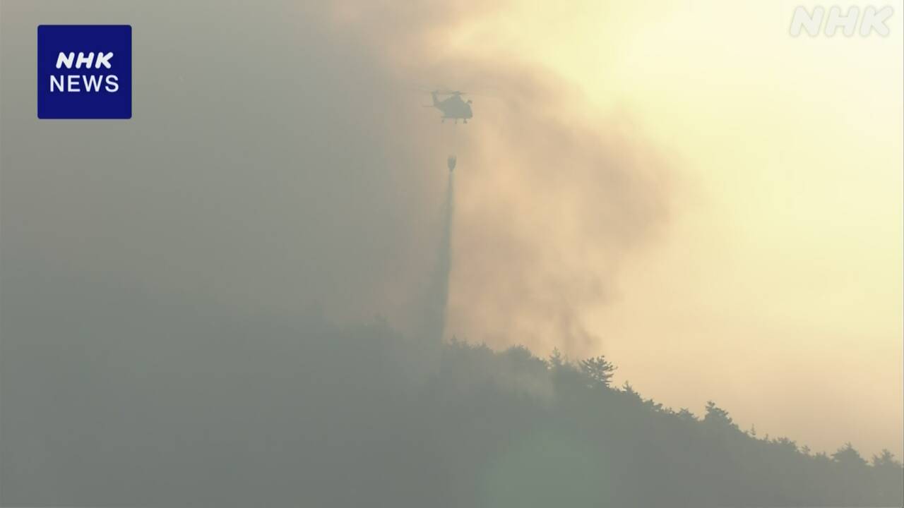 山形 南陽の山林火災 延焼続く ヘリコプター5機が上空から放水 | NHK