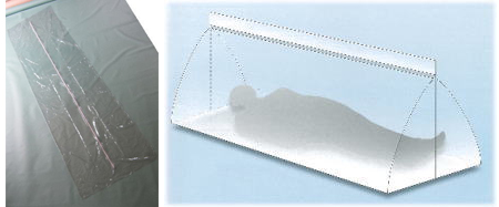 A transparent body bag