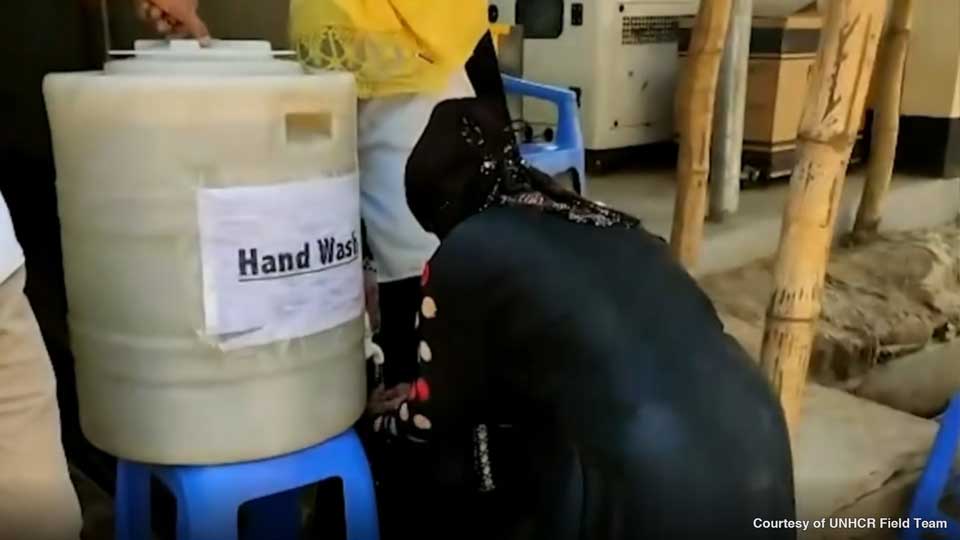 Refugee's hand washing