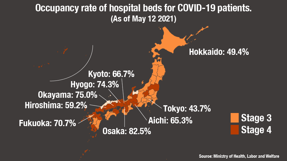 Map: Occupancy rate of hospital beds for COVID-19 patients