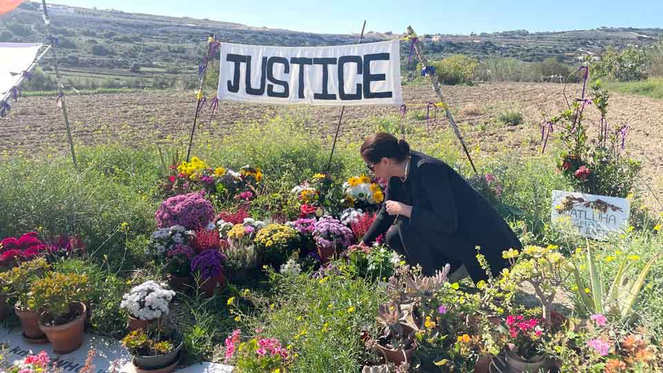     Caruana Galizia's sister at the site of the incident 