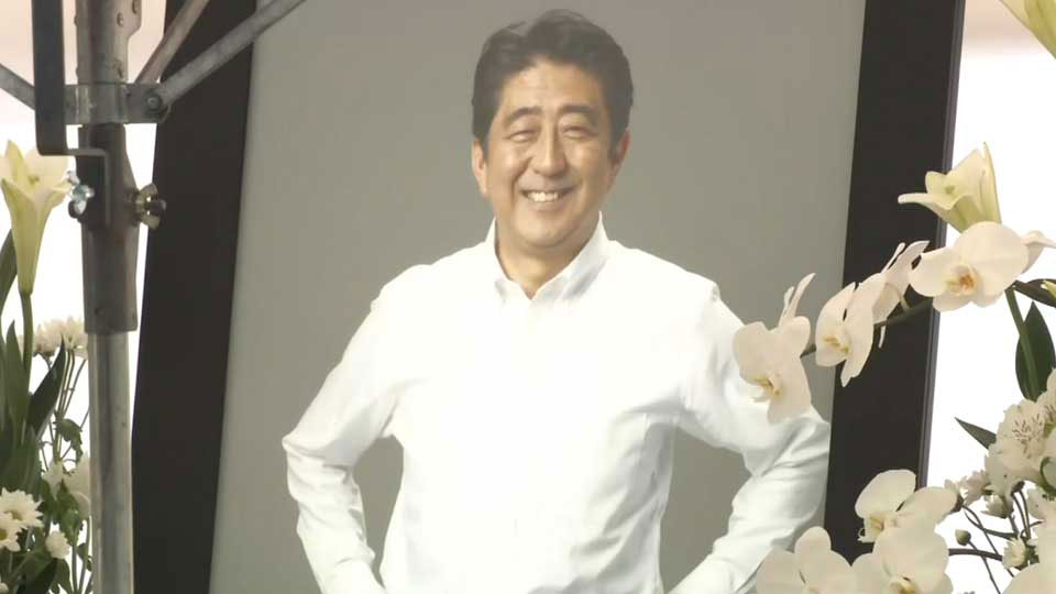 A picture of former Japanese Prime Minister Abe Shinzo who was shot dead by a gunman on July 8.