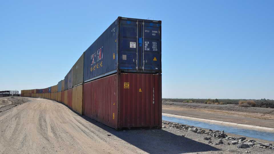 Shipping containers at the border