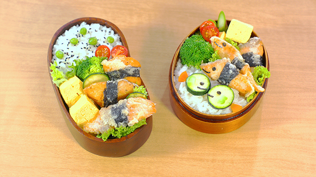 Norimaki Salmon Fritter Bento