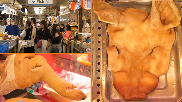 Pork is a major part of Okinawan food culture. Practically every part of the pig is eaten, including the feet and facial skin.