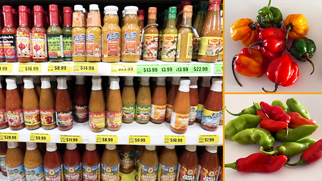Chili peppers, ranging in strength from sweet to burning hot, are a huge part of Trinidadian cuisine. That’s why there are so many varieties of pepper sauces to choose from at local supermarkets.