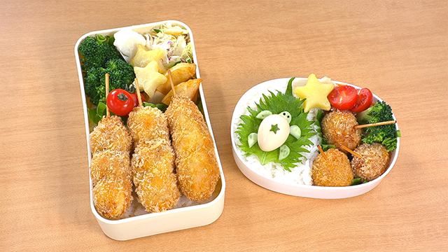 Fried Meat-wrapped Quail Eggs Bento