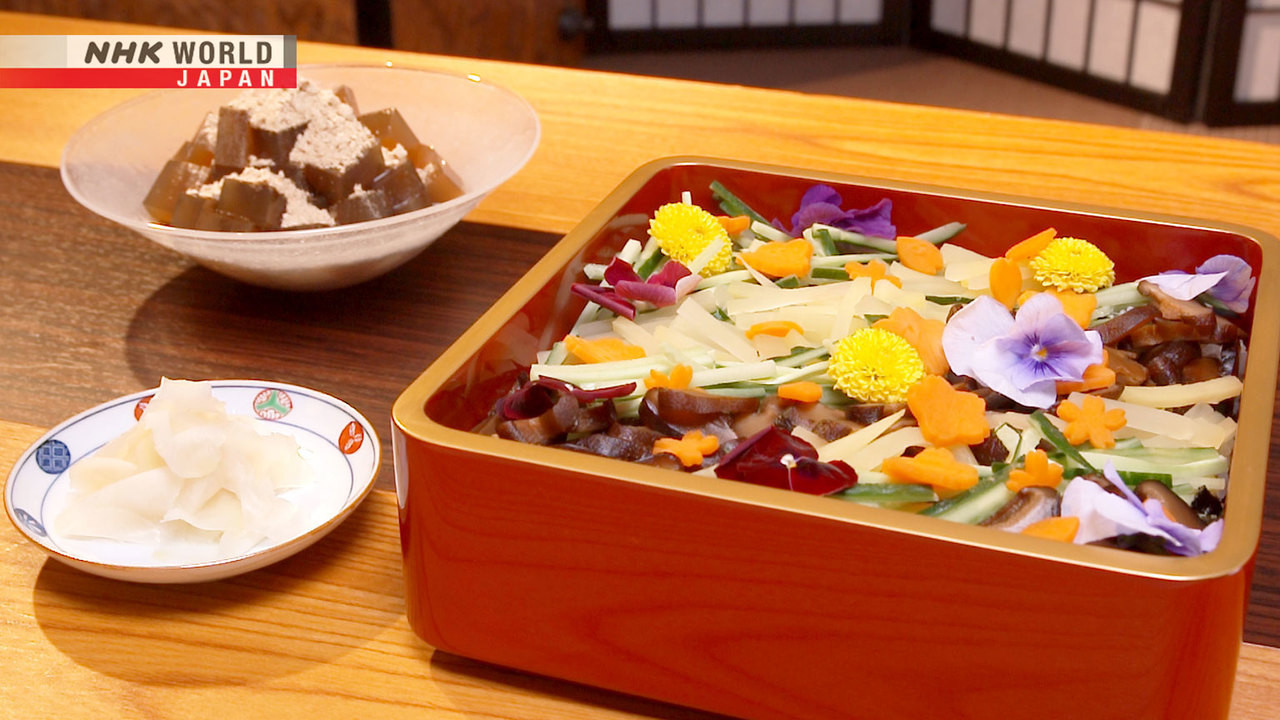 Cocina japonesa auténtica: Chirashi sushi vegetariano - Cenando con el Chef  Dining with the Chef | NHK WORLD-JAPAN On Demand