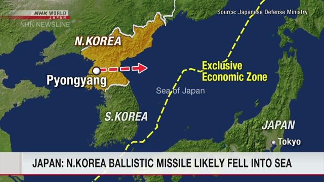 北朝鲜向日本海发射弹道导弹 或发射失败