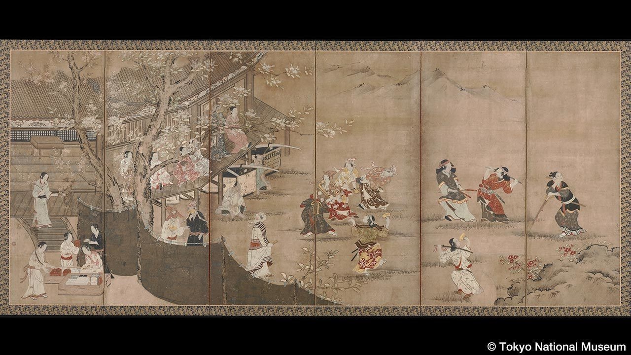 花下游乐图屏风画》 - 探秘日本之美| NHK WORLD-JAPAN