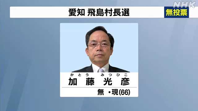 愛知・飛島村長選 現職の加藤光彦氏が無投票再選